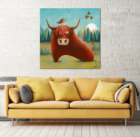 Bobbin and Jimbo the Bull - Highland Art Canvas